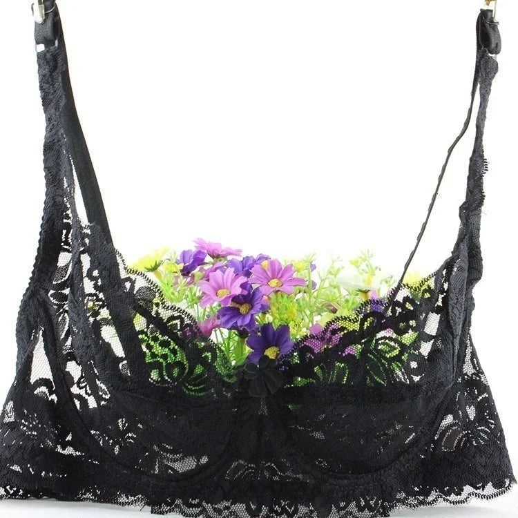 Bravellea Sexy Lace Flower Bra - Transparent Push-Up Bralette 2 Styles