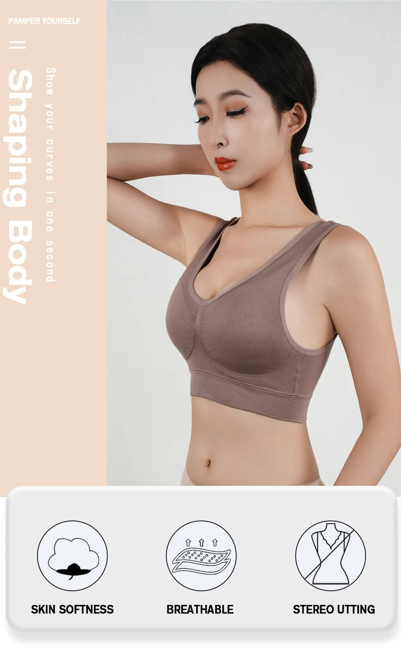 Bravellea Sports Bra - Removable Padded Shockproof Fitness Yoga Vest S-5XL