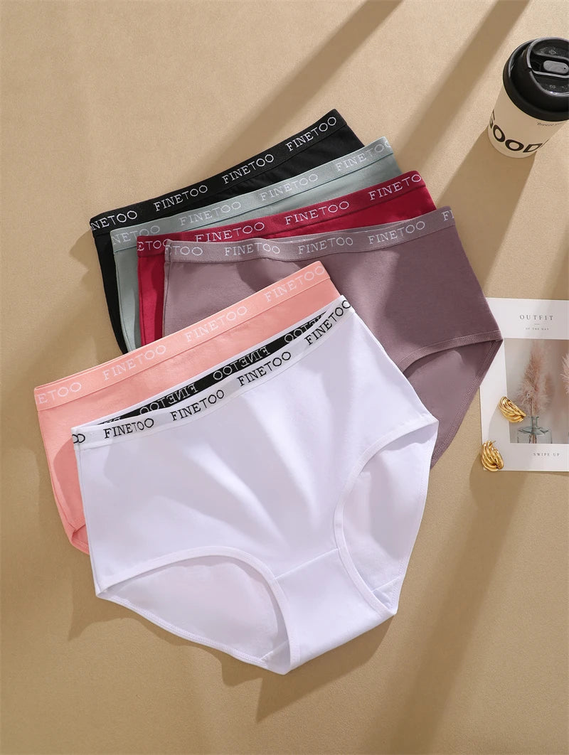 Bravellea Cotton Panties 6-Pack - Seamless High Waist Breathable Briefs Plus Size.