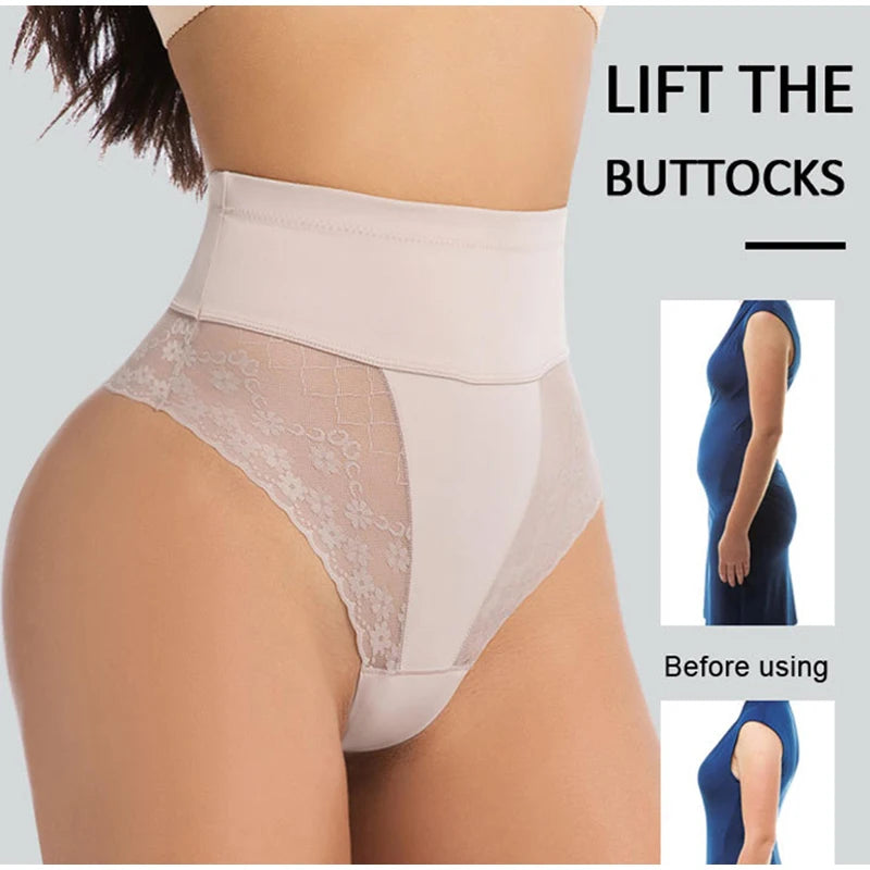 Bravellea Shapewear Thong Panties - High Waist Butt Lifter Body Shaper.