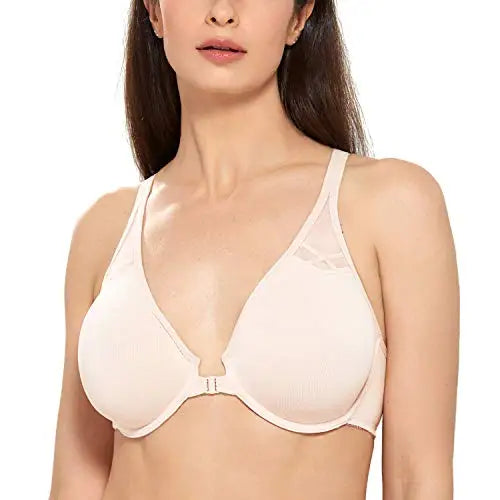 Bravellea Front Closure Racerback Bra - Plus Size Full Coverage Underwire