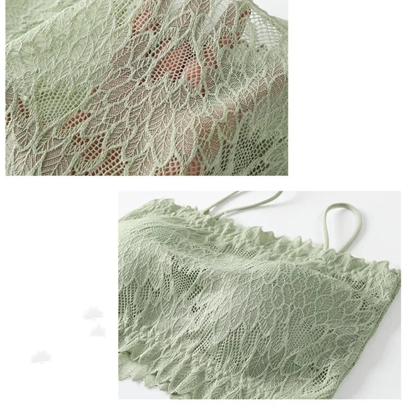 Bravellea Lace Tube Bra & Panty Set - Wireless Summer Padded Bralette.