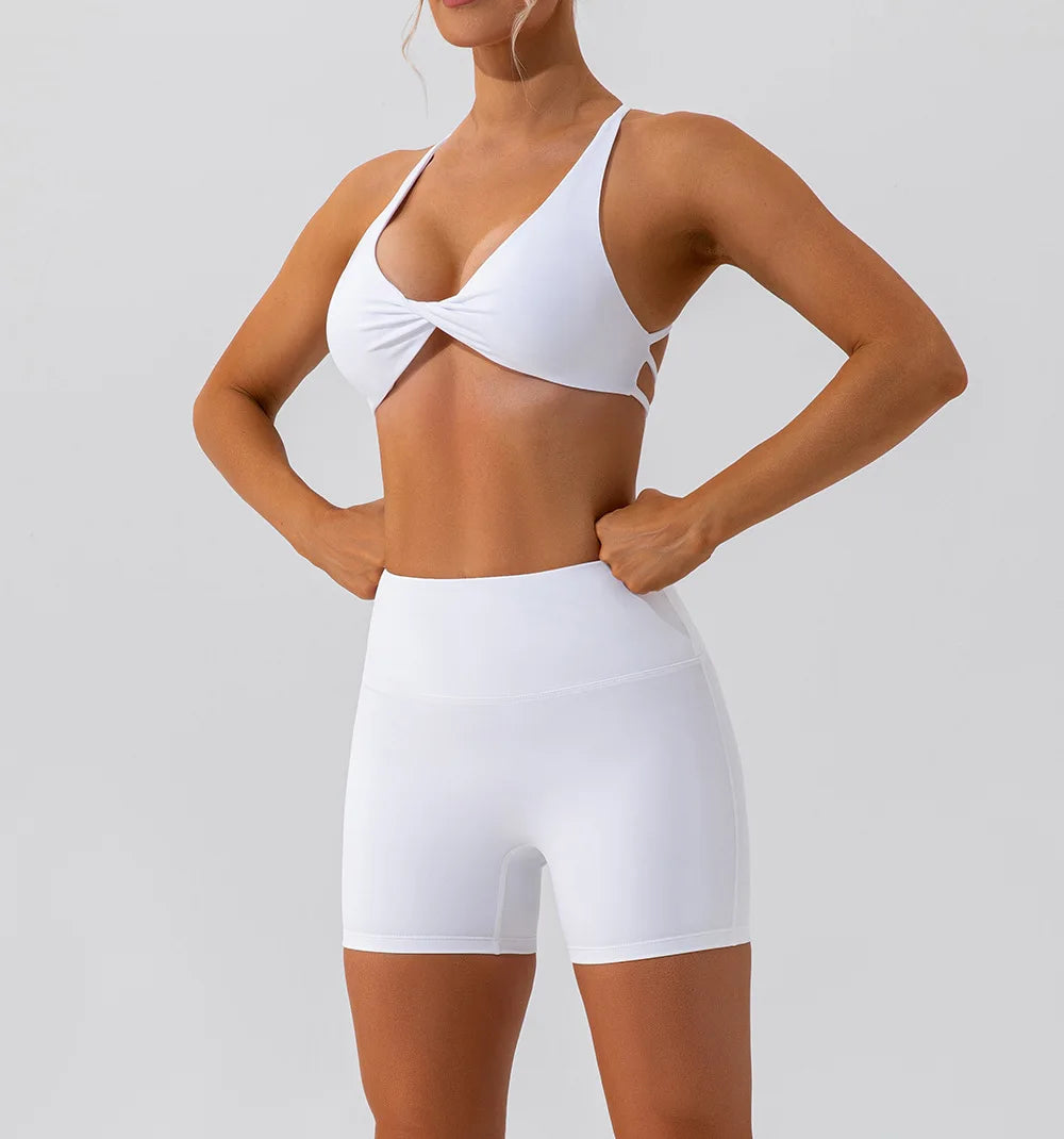 Bravellea Crease Sports Bra - Sexy Back Cross Breathable Running Top