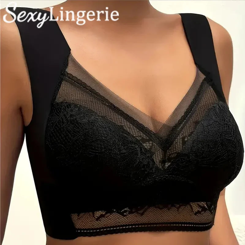 Bravellea 3-Pack Lace Bralette Set - Deep V Push-Up Plus Size L-5XL