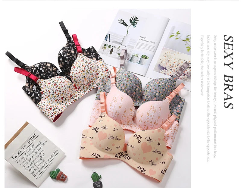 Bravellea Seamless Bra Set - Wire-Free Push-Up 3/4 Cup Adjustable Lingerie