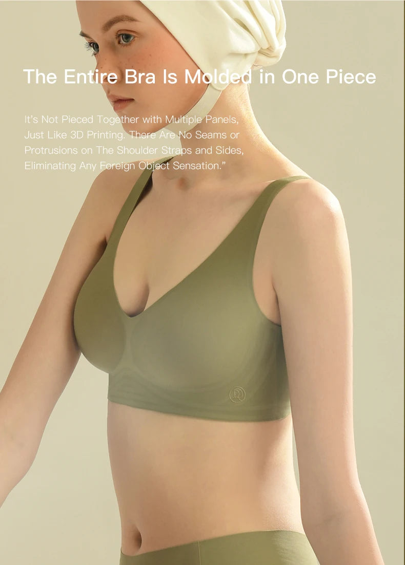 Bravellea Plus Size Seamless Wireless Bra - Plunge Padded Push-Up Bralette
