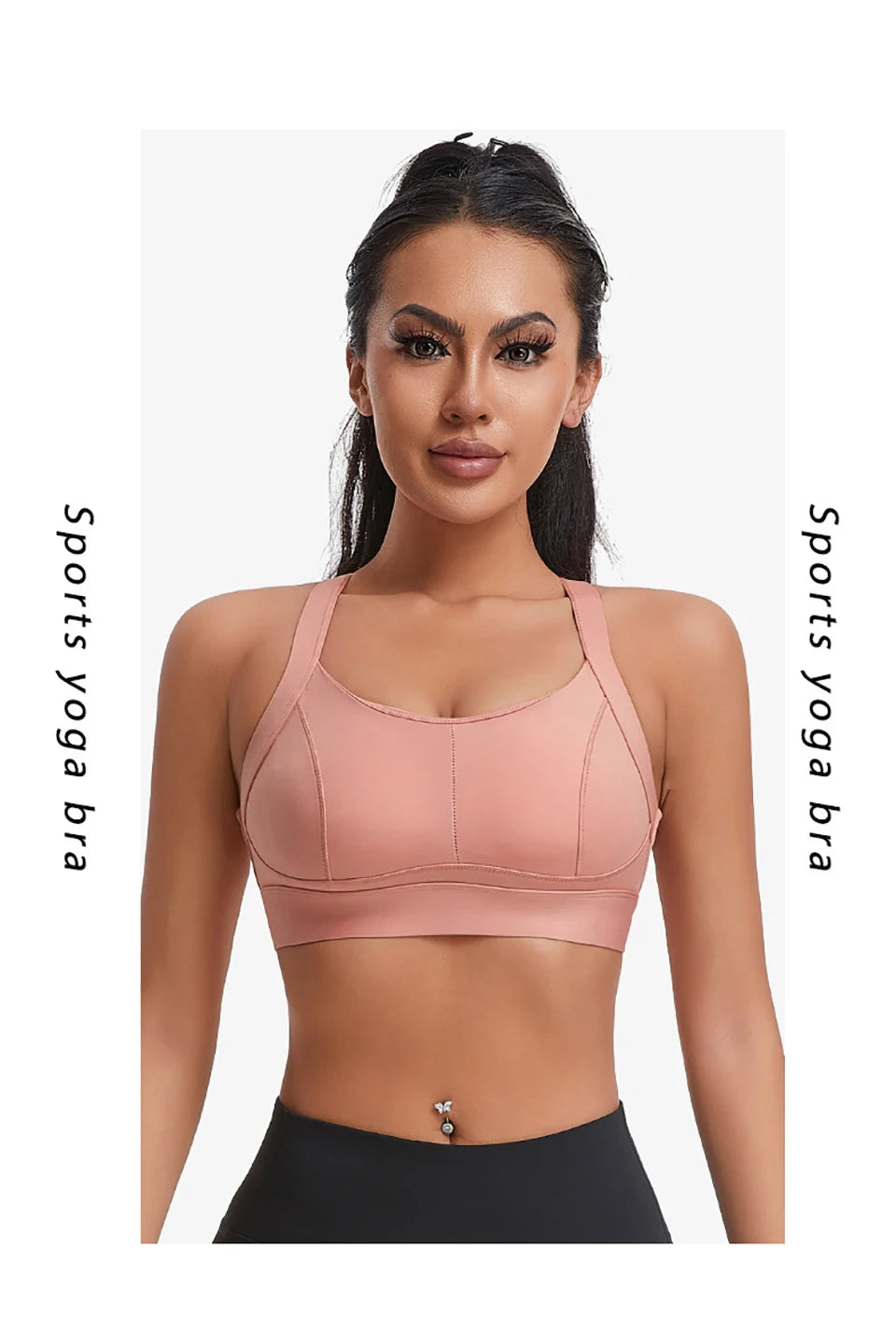 Bravellea High Impact Sports Bra - Criss Cross Back Shockproof Workout Top