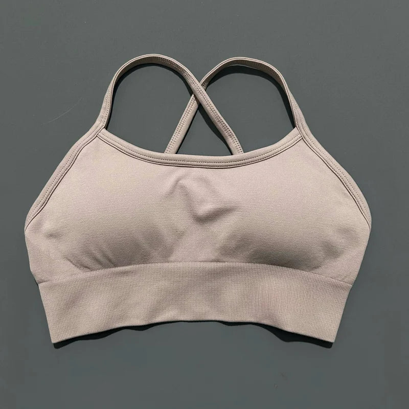 Bravellea Seamless Sports Bra - Push-Up Yoga Top with Removable Pads