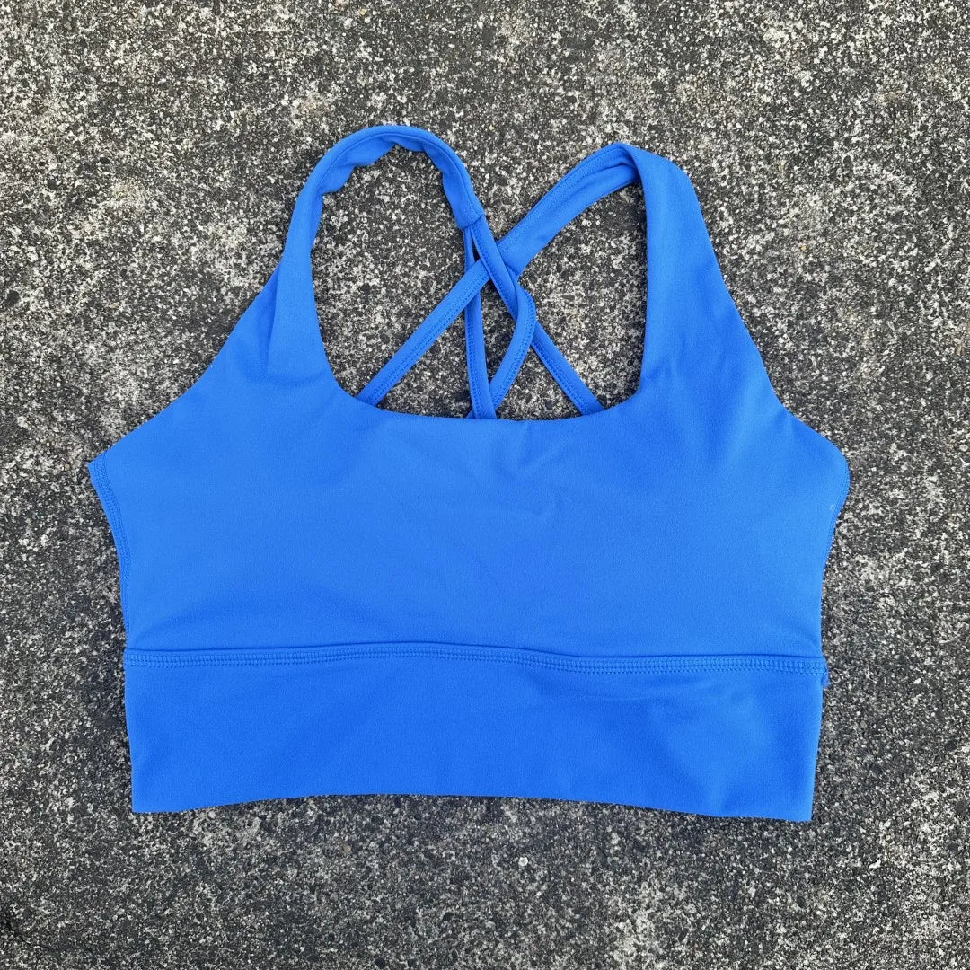 Bravellea Gym Yoga Sports Bra - Cross Back High Strength Padded Workout Top.