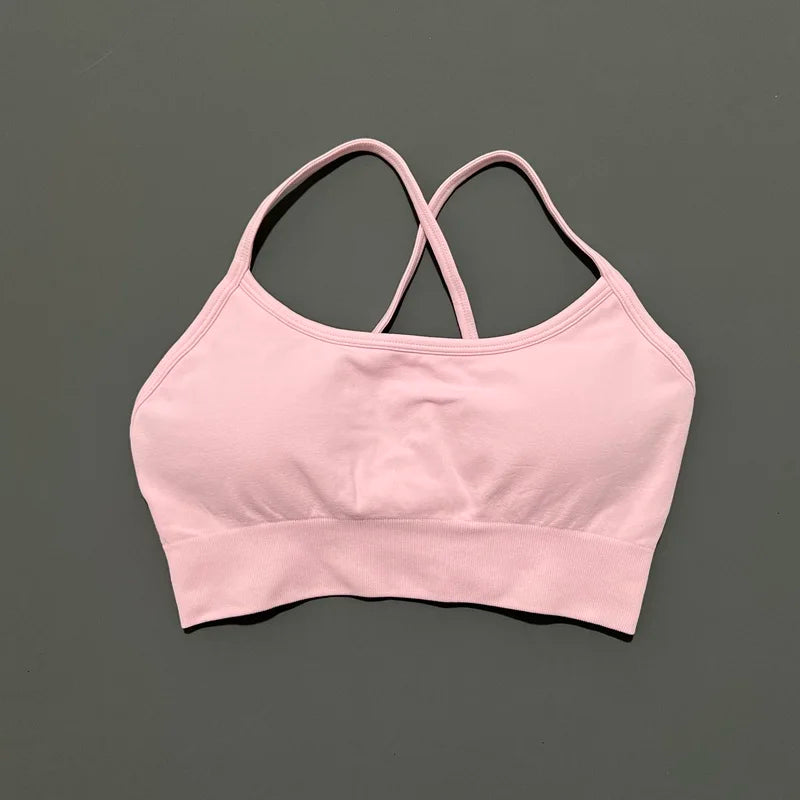 Bravellea Seamless Sports Bra - Push-Up Yoga Top with Removable Pads