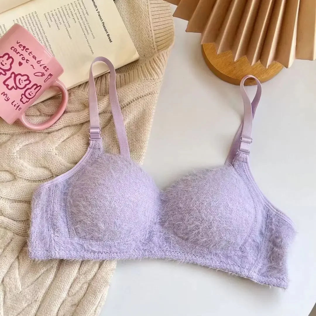Bravellea Winter Fluffy Gathering Bra - Wireless Comfort Push-Up for Girls
