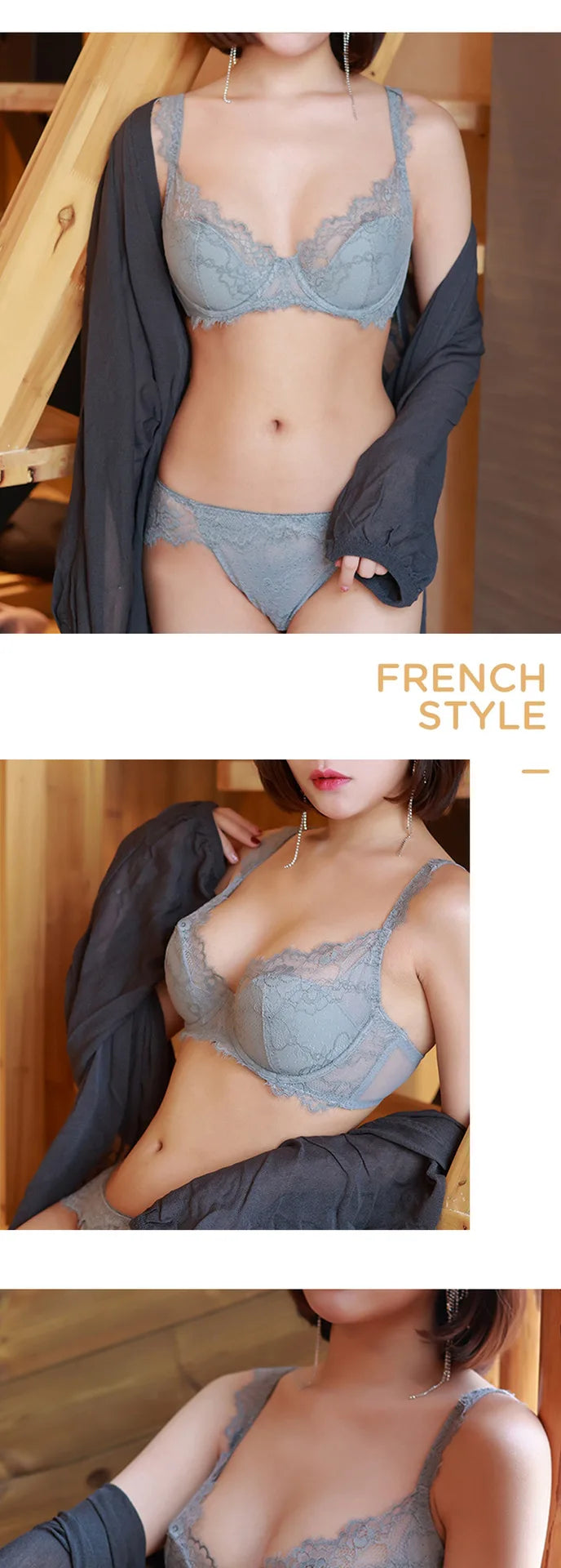 Bravellea Sexy Lace Lingerie Set - Elegant Thin See-Through Bra & Panty