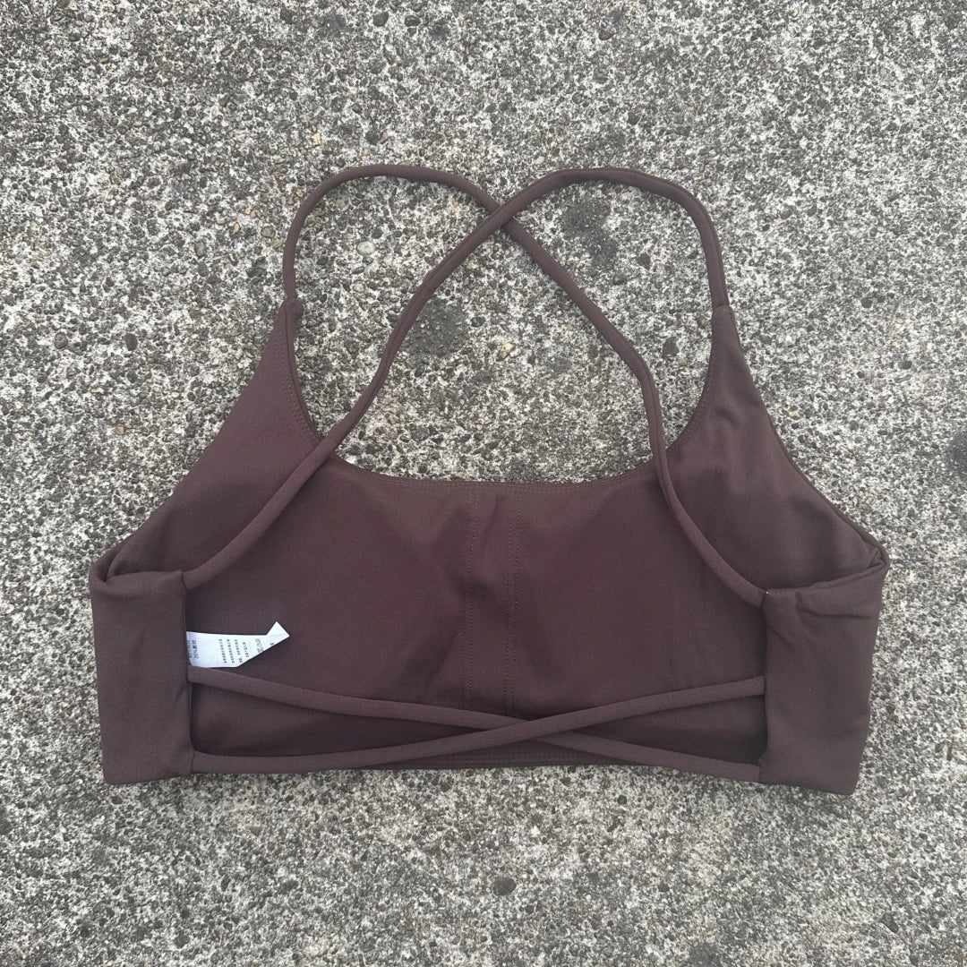 Bravellea Solid Color Gym Yoga Bra - Cross Back High Strength Sports Top