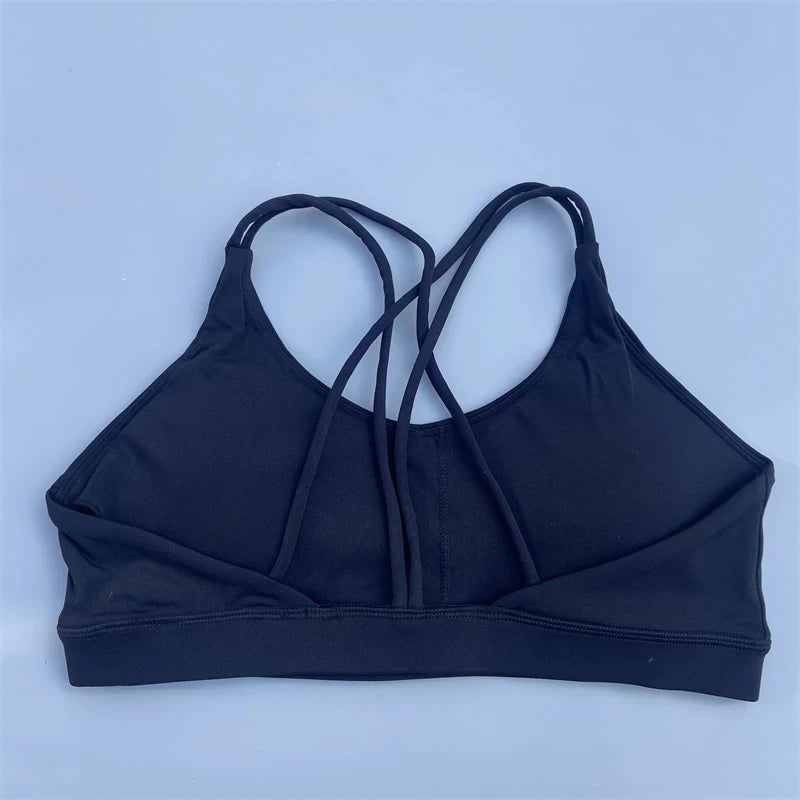 Bravellea Solid Color High Strength Sports Bra - Soft Tight Fitness Top with Chest Pad