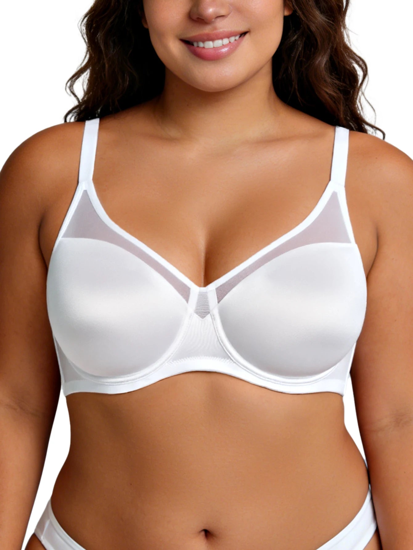 Bravellea Seamless Underwire Full Coverage Bra - Unlined Lace Comfort Push-Up