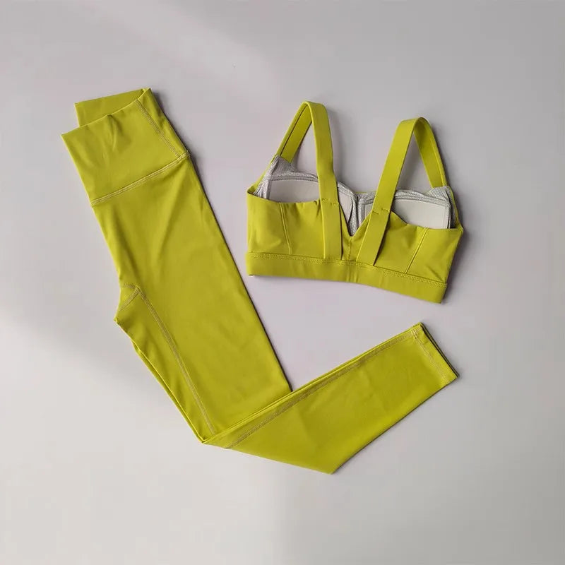 Bravellea Seamless Yoga Set - 2-Piece Push-Up Bra & High Waist Leggings