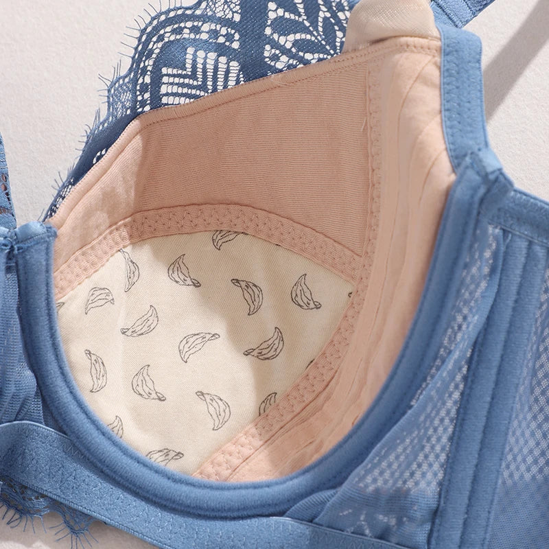 Bravellea Plus Size Lace Bralette - Autumn Winter Wide Strap Push-Up Crop Top