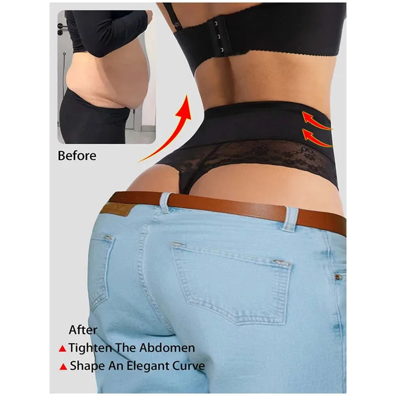 Bravellea Shapewear Thong Panties - High Waist Butt Lifter Body Shaper.