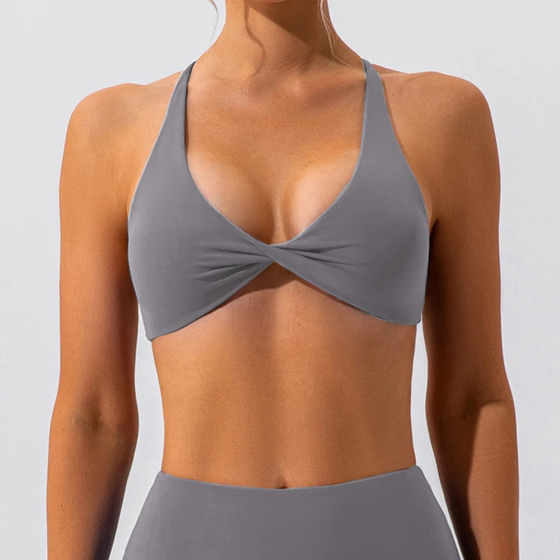 Bravellea Crease Sports Bra - Sexy Back Cross Breathable Running Top