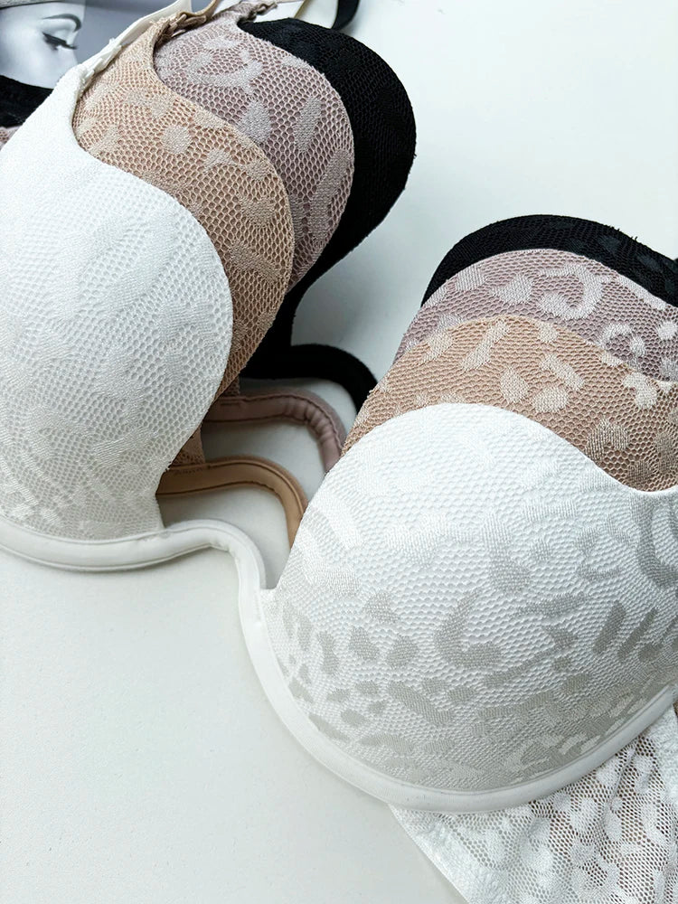 Bravellea Large Size Underwire Bra 95CD - Thin Cup Push-Up Deep U Invisible