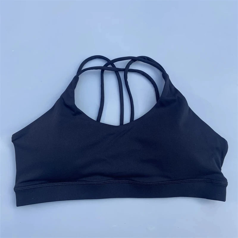 Bravellea Solid Color High Strength Sports Bra - Soft Tight Fitness Top with Chest Pad