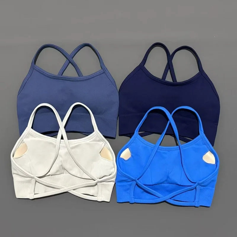 Bravellea Seamless Sports Bra - Push-Up Yoga Top with Removable Pads