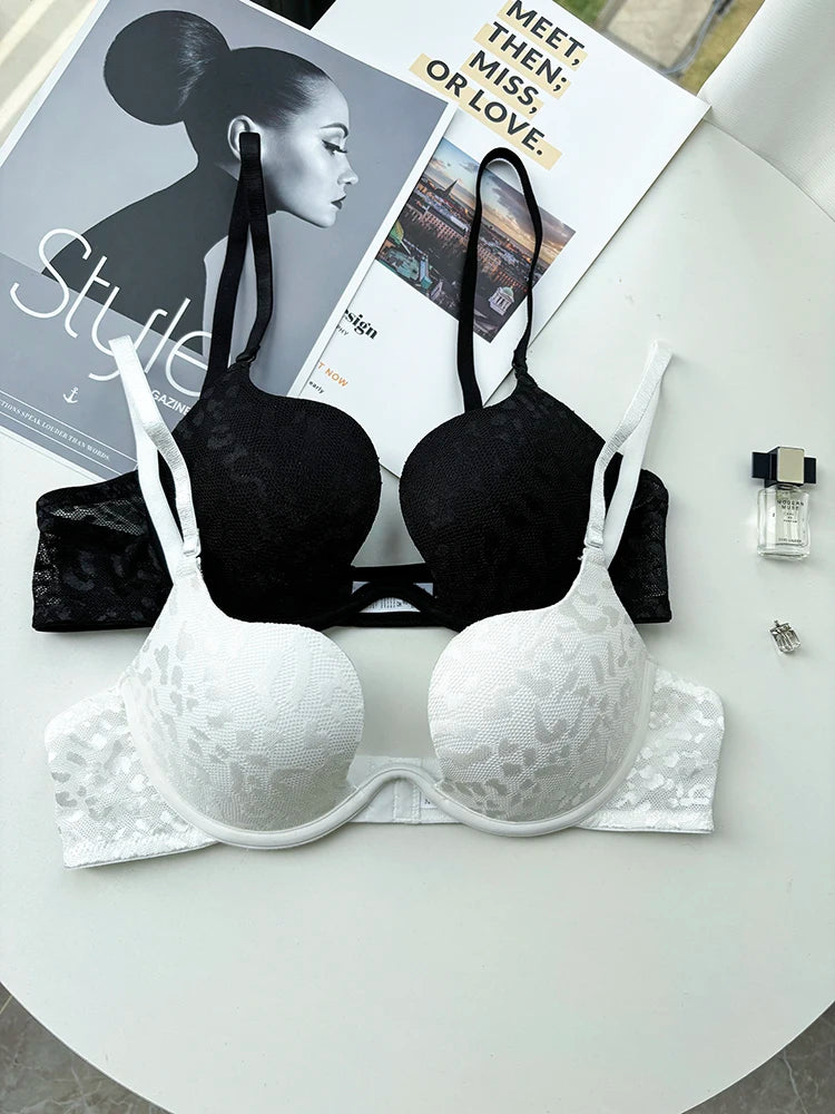 Bravellea Large Size Underwire Bra 95CD - Thin Cup Push-Up Deep U Invisible
