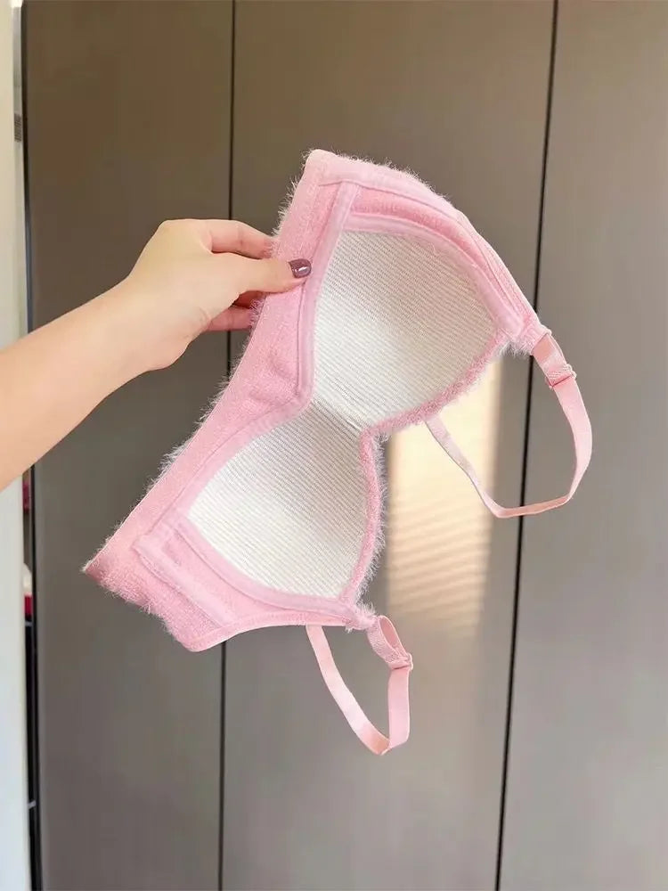 Bravellea Winter Fluffy Gathering Bra - Wireless Comfort Push-Up for Girls