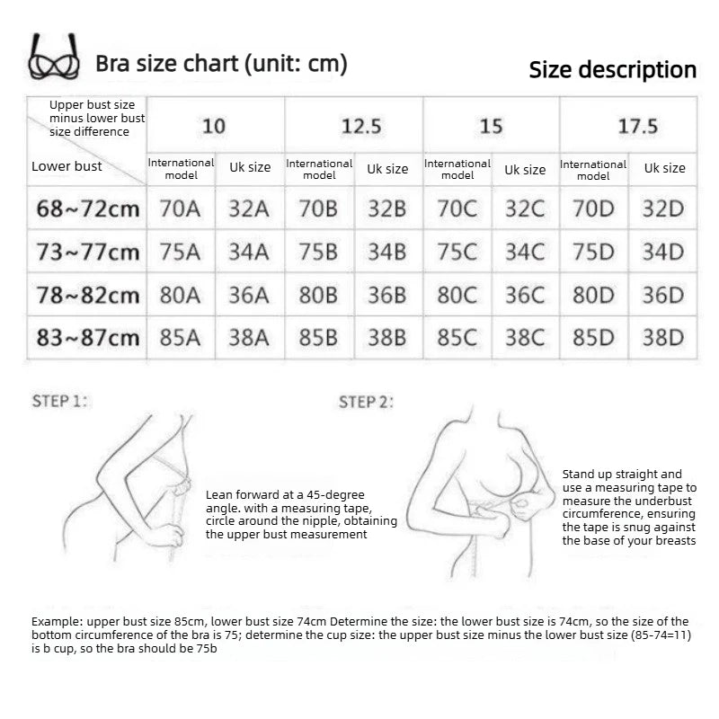 Bravellea Sexy Lace Half Cup Bra - French Style Deep V Push-Up Bralette