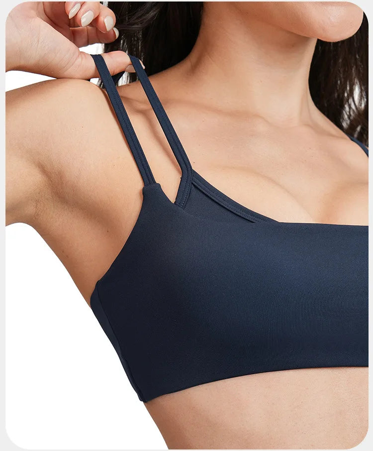 Bravellea Sexy Double Shoulder Strap Yoga Vest - Chest Cushion Sports Bra