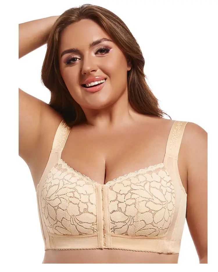 Bravellea Front Buckle Wireless Bra - Plus Size Adjustable Anti-Sagging Slimming