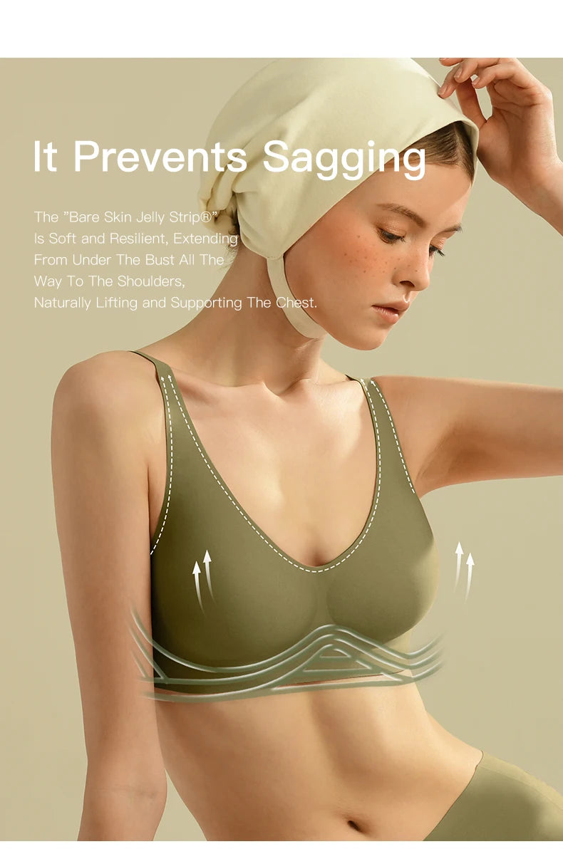 Bravellea Plus Size Seamless Wireless Bra - Plunge Padded Push-Up Bralette