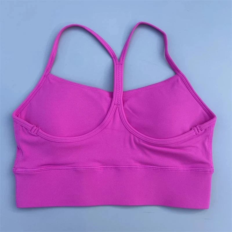Bravellea Solid Color Y-Line Sports Bra - High Strength Gym Yoga Top with Chest Pad