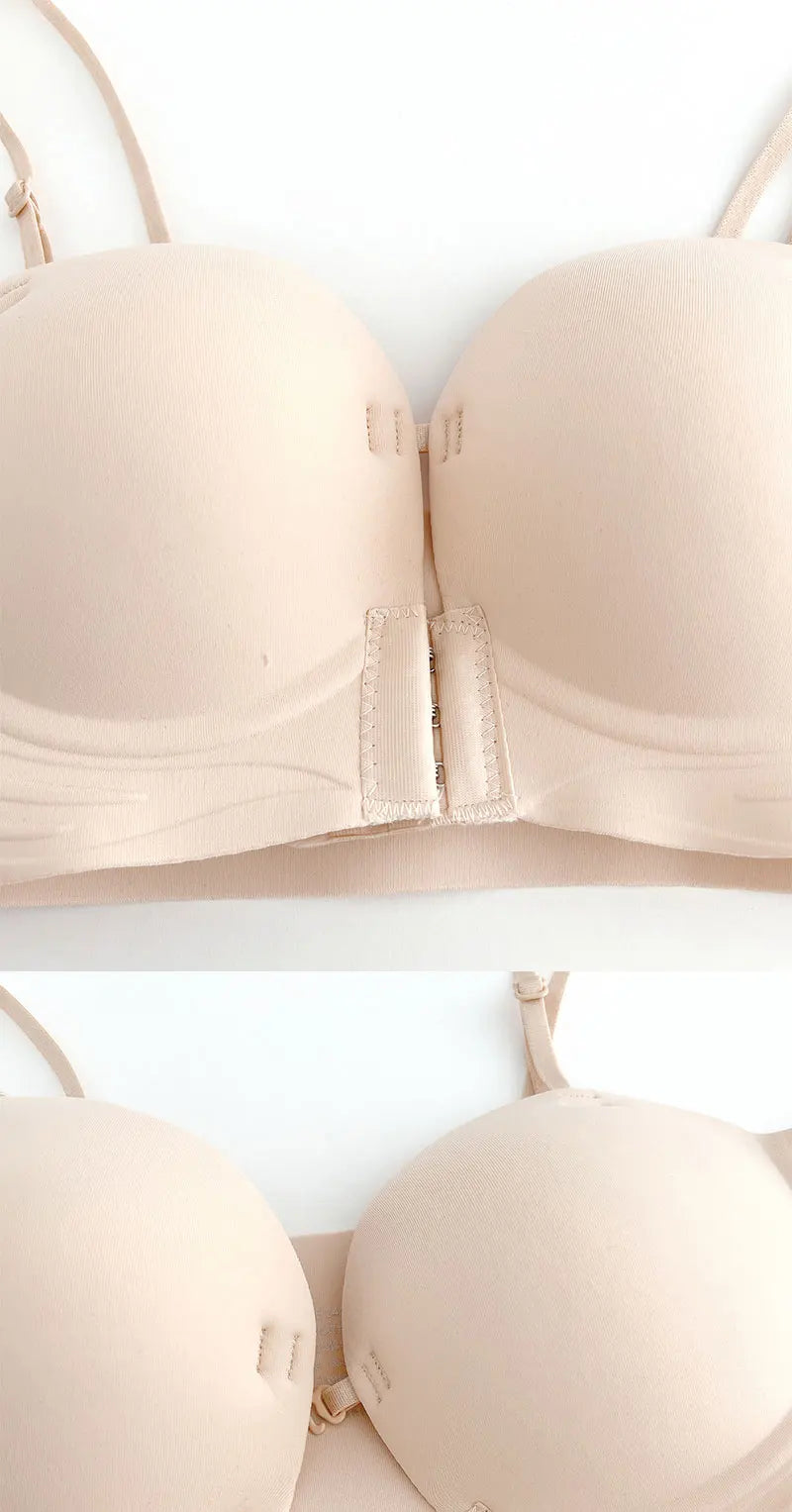 Bravellea Front Closure Push-Up Bra - Seamless Plunge Wireless Strapless