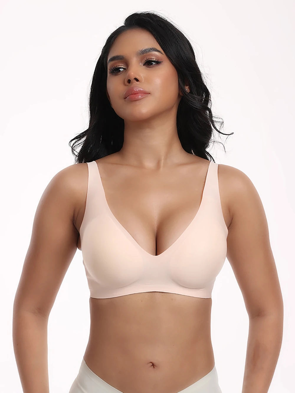 Bravellea Jelly Wireless Bra - Deep V Push-Up Seamless T-Shirt Plunge