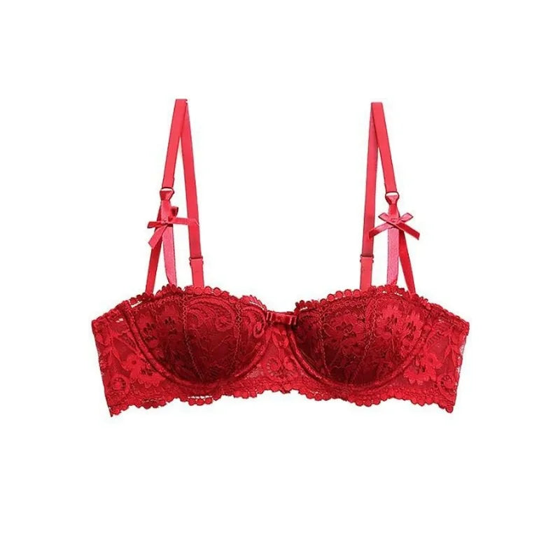 Bravellea Sexy Lace Half Cup Bra - French Style Deep V Push-Up Bralette