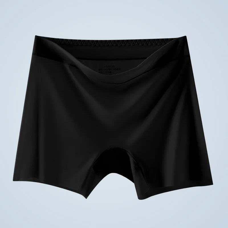 Bravellea Ice Silk Boxer Briefs 3-Pack - Women's Seamless High Waist Safety Shorts.