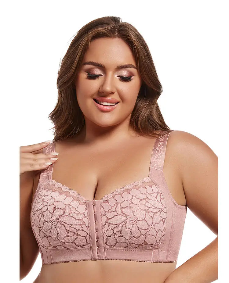 Bravellea Front Buckle Wireless Bra - Plus Size Adjustable Anti-Sagging Slimming