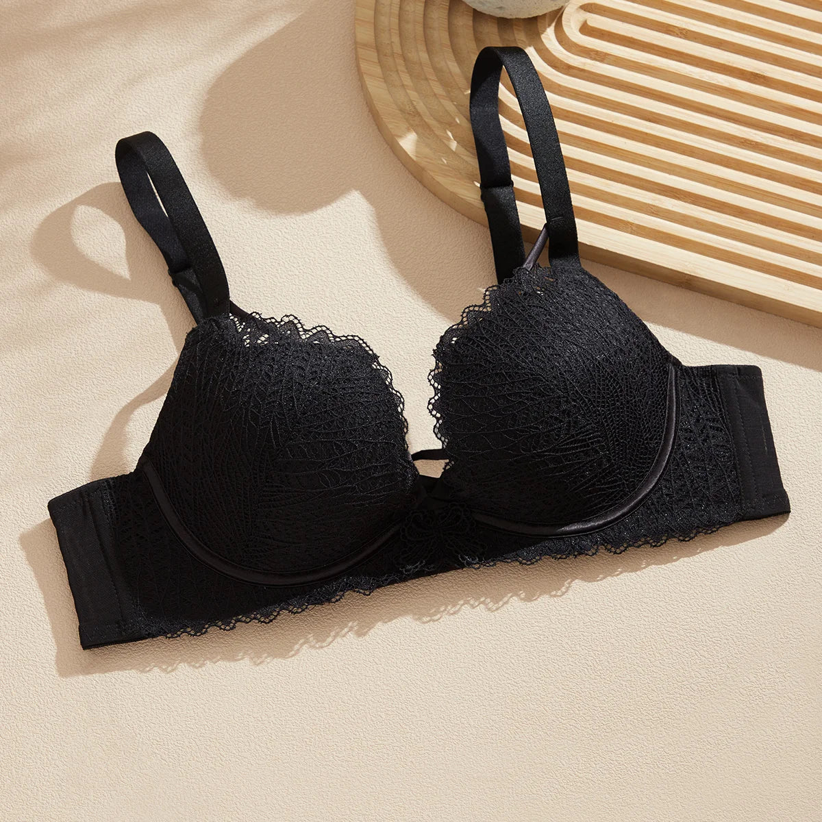 Bravellea Thick Lace Push-Up Bra - Autumn Winter Warm for Small Chest