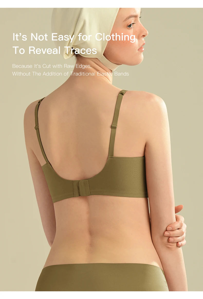 Bravellea Plus Size Seamless Wireless Bra - Plunge Padded Push-Up Bralette