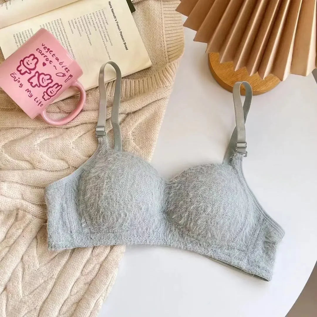 Bravellea Winter Fluffy Gathering Bra - Wireless Comfort Push-Up for Girls