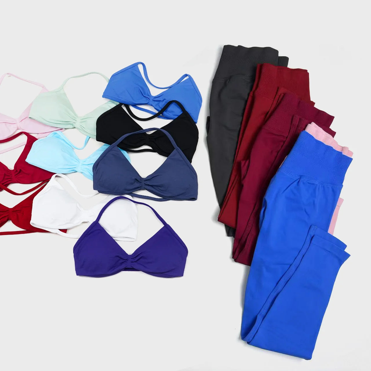 Bravellea 2-Piece Seamless Yoga Set - Halter Bra & Scrunch Butt Shorts