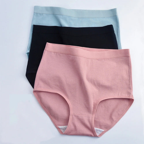 Bravellea Plus Size Cotton Panties 3-Pack - High Waist Breathable Briefs.