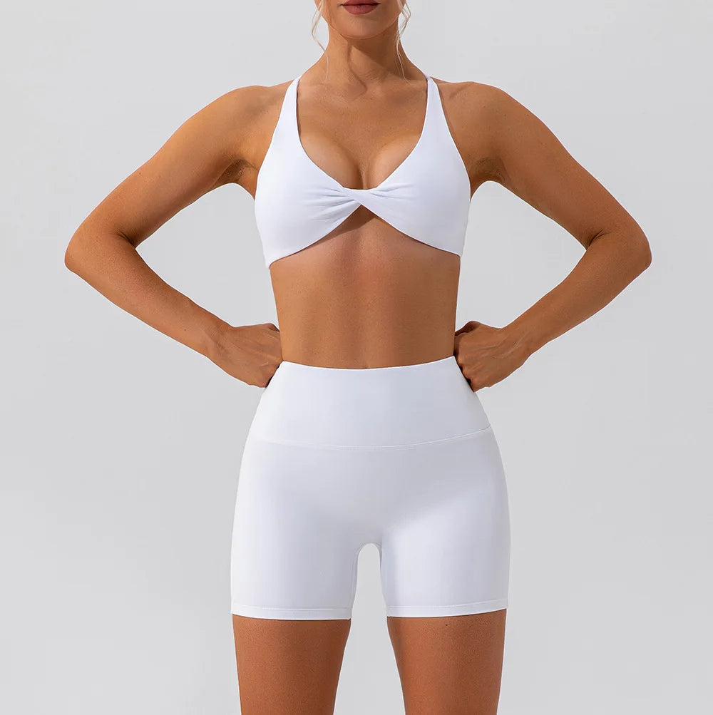 Bravellea Crease Sports Bra - Sexy Back Cross Breathable Running Top