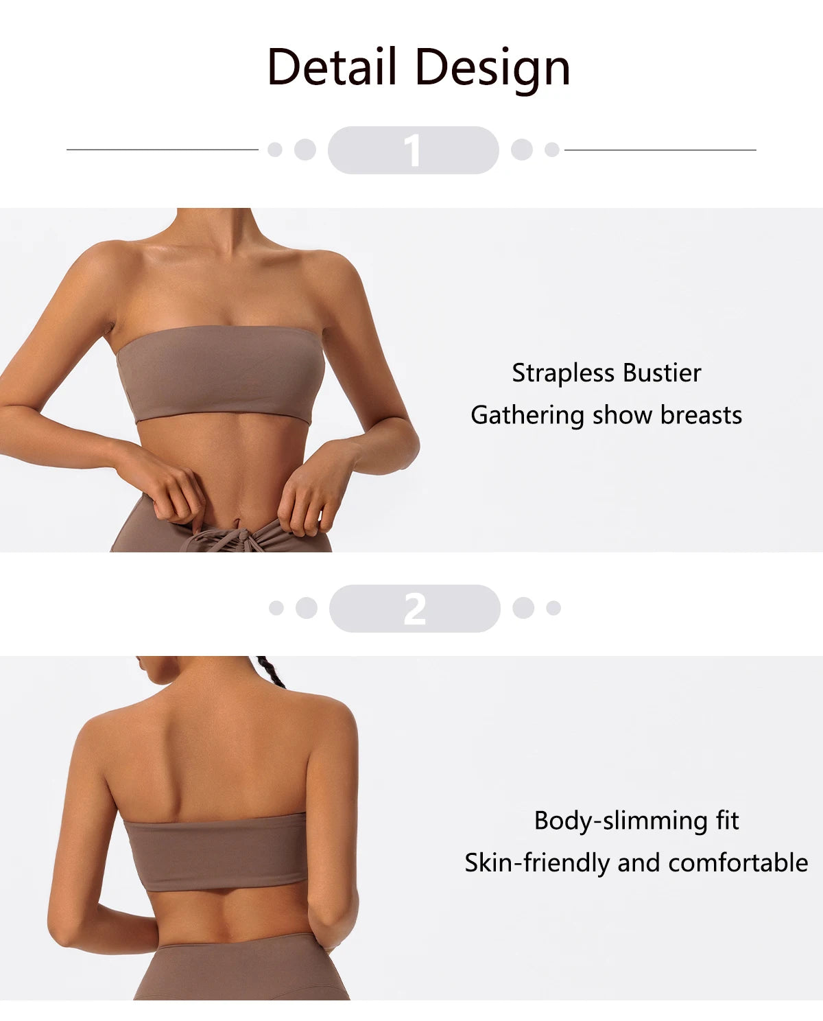 Bravellea Strapless Sports Bra - Quick-Drying Tube Top Fitness Chest Wrap