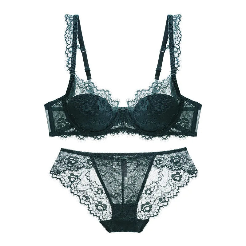 Bravellea Sexy Lace Lingerie Set - Elegant Thin See-Through Bra & Panty
