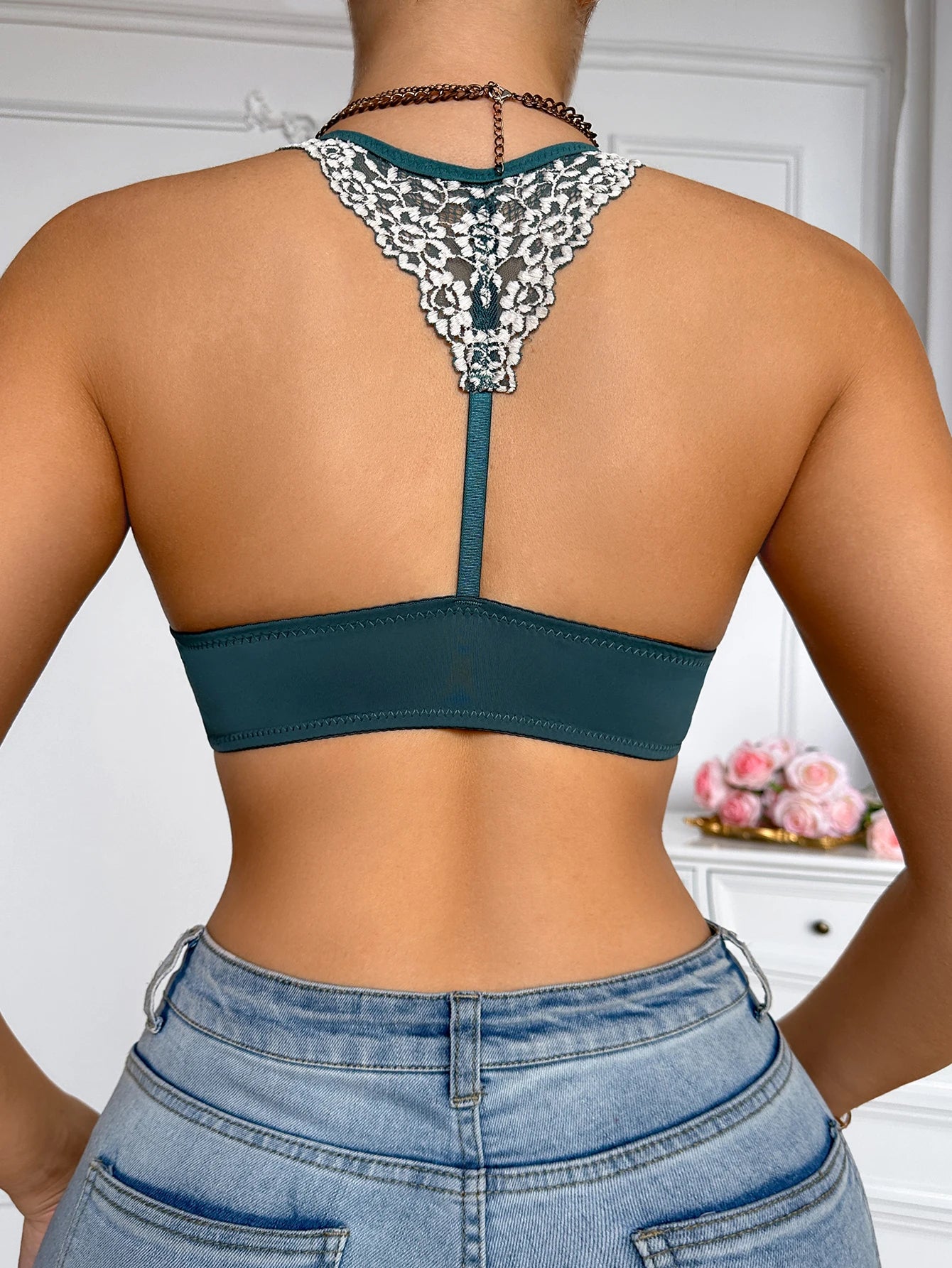 Bravellea Luxurious Lace Front Clasp Bra - B C Cup Push-Up Beautiful Back