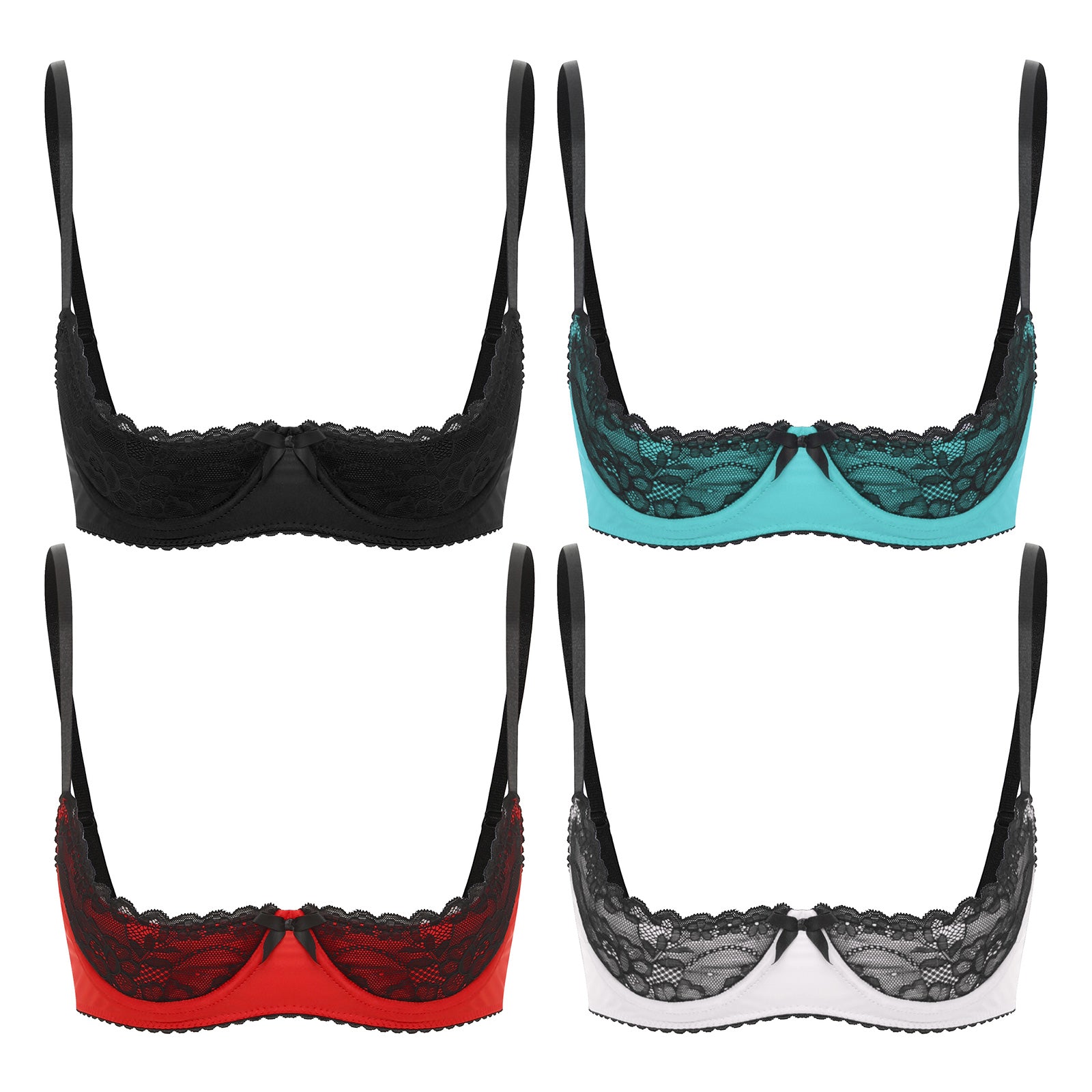 Bravellea Sexy Lace Underwire Bra - Half Cup Push-Up Floral Brassiere