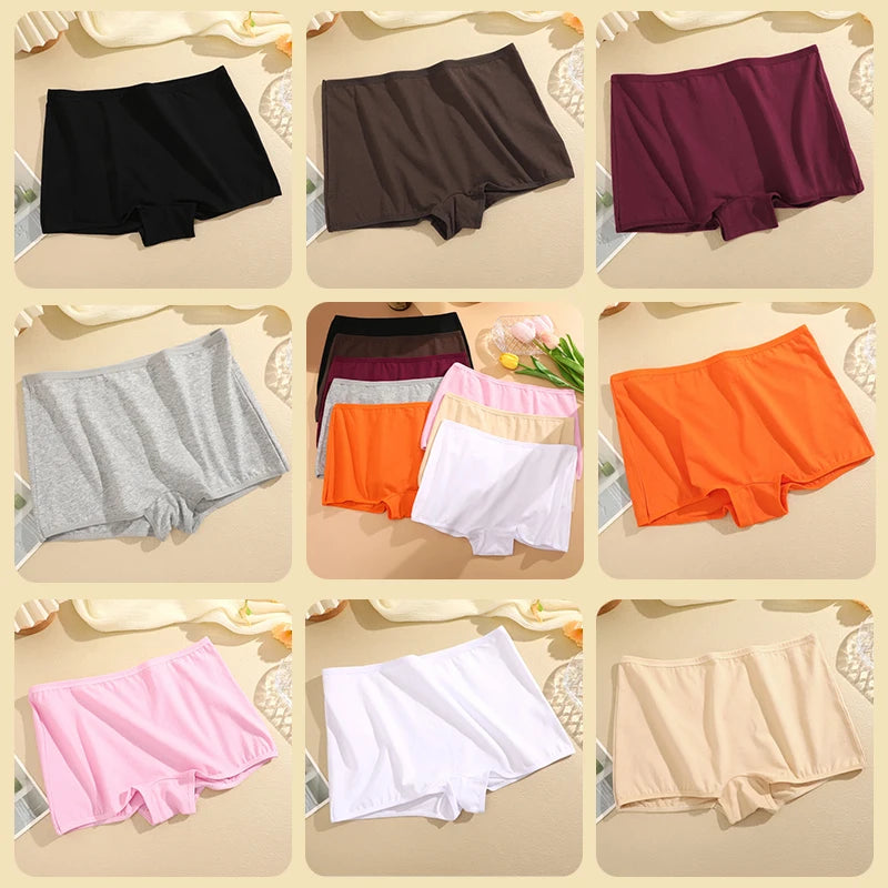 Bravellea Cotton Boxer Briefs 4-Pack - Seamless High Waist Women's Underwear