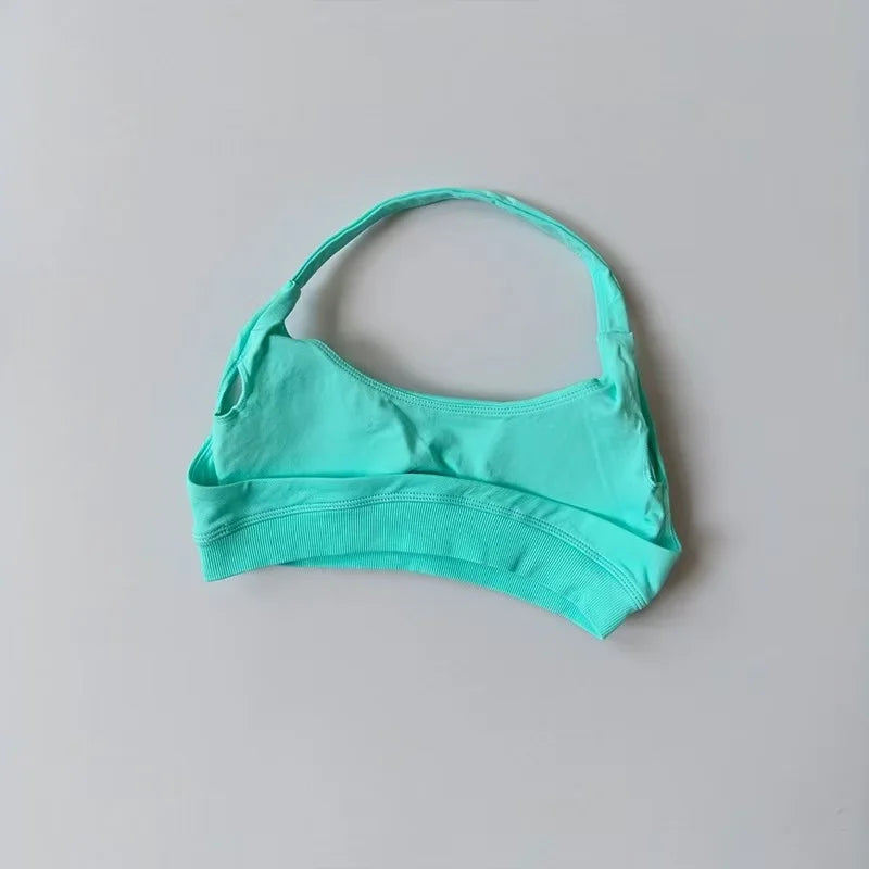 Bravellea Shockproof Seamless Halter Sports Bra - Open Back Push-Up Top